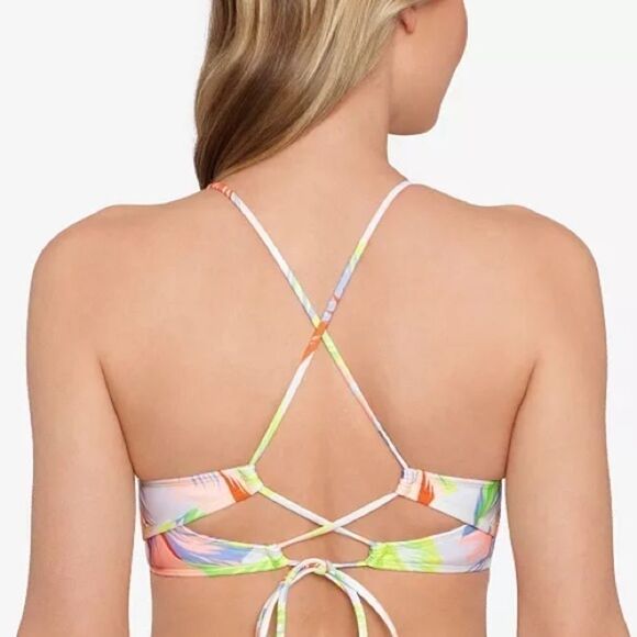 Salt + Cove Juniors' Hibiscus Garden Molded Push-up long line Bikini Top Swim S - Picture 7 of 13